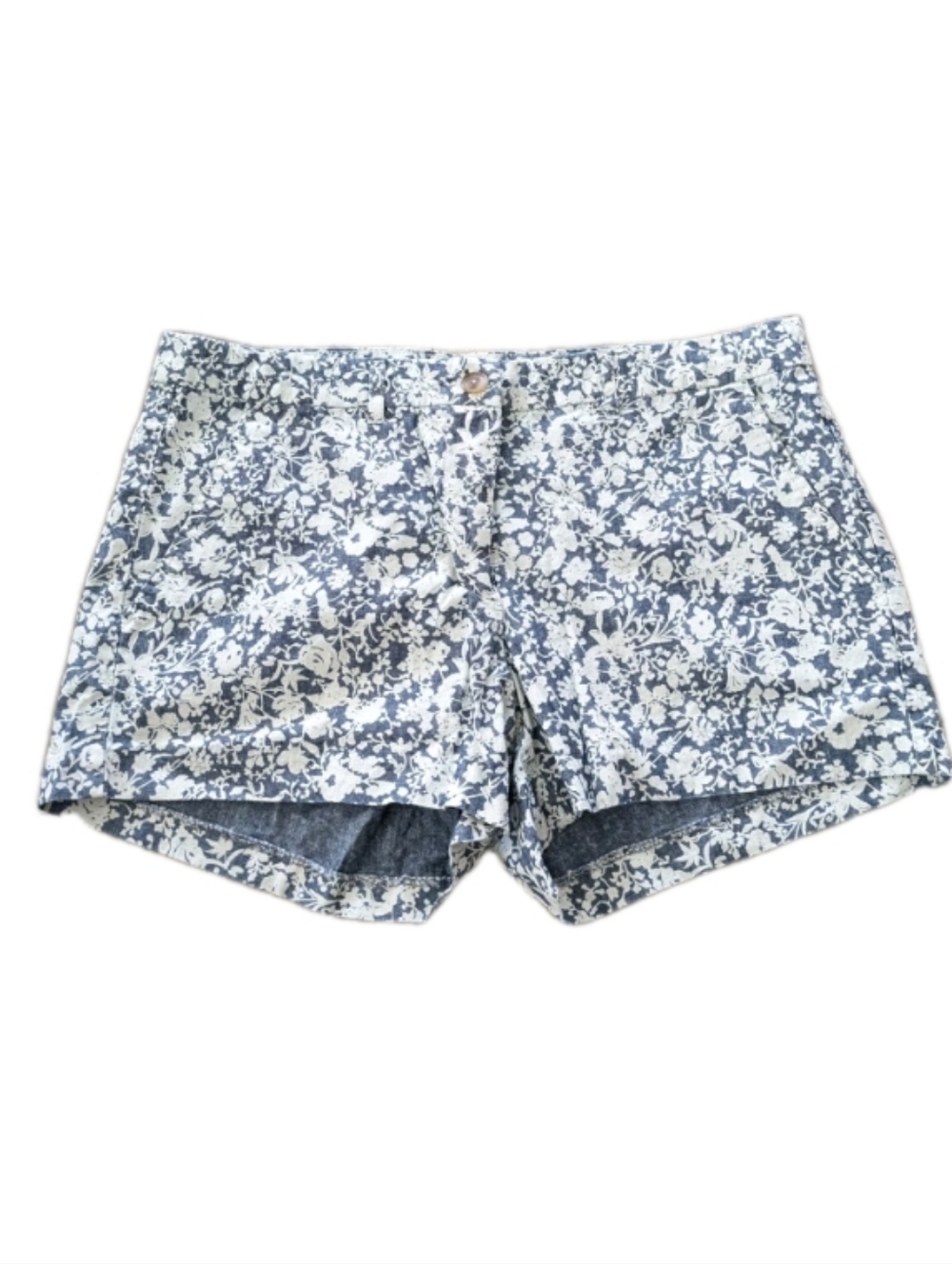 British Khaki Shorts Blue White Floral